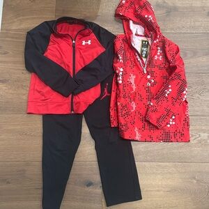 Youth medium Under Armour full zip, UA storm (rain) and Jordan sweat pants